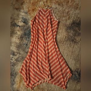 Zara Trafaluc Collection Striped Midi Asymmetrical String Halter Dress